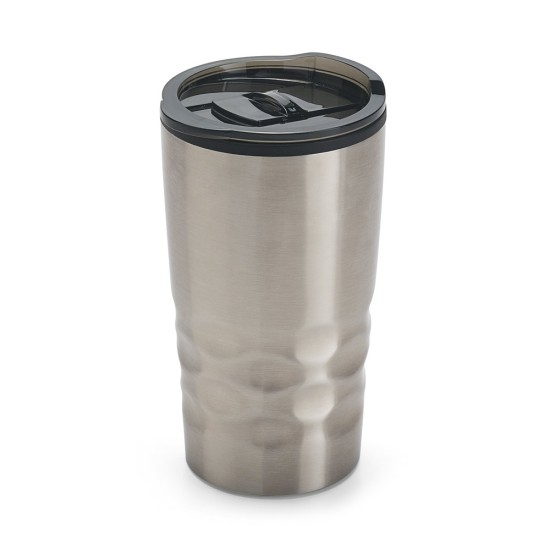 Copo de viagem em aço inox e PP, térmico com parede dupla isolada a ar 510 Ml Personalizado