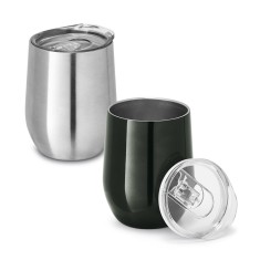 Copo de viagem em aço inox, térmico com parede dupla isolada a vácuo e tampa deslizante 400 mL Personalizado