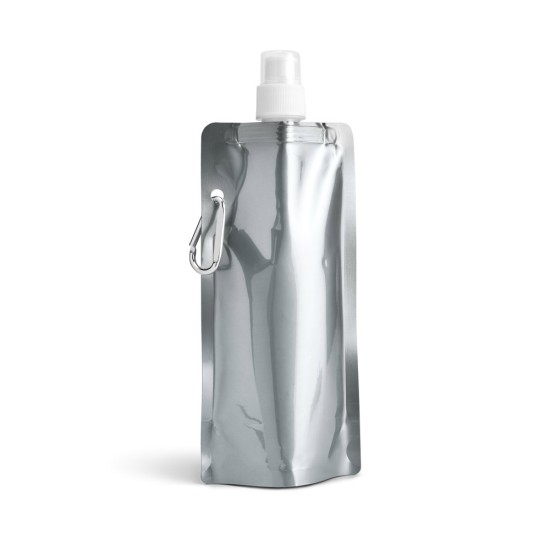 Squeeze dobrável em PE com bico de sistema "push-pull" e acabamento metalizado 460 mL Personalizado