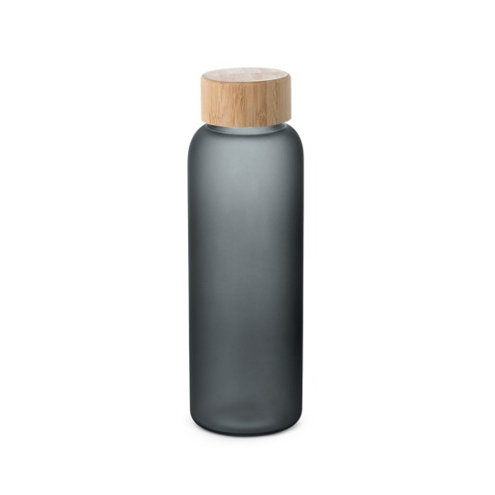 Squeeze de vidro borossilicato fosco com tampa em bambu 500 mL Personalizado