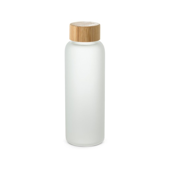 Squeeze de vidro borossilicato fosco com tampa em bambu 500 mL Personalizado