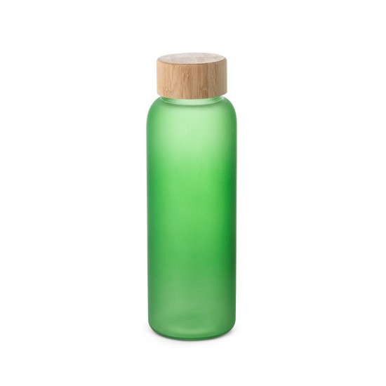 Squeeze de vidro borossilicato fosco com tampa em bambu 500 mL Personalizado