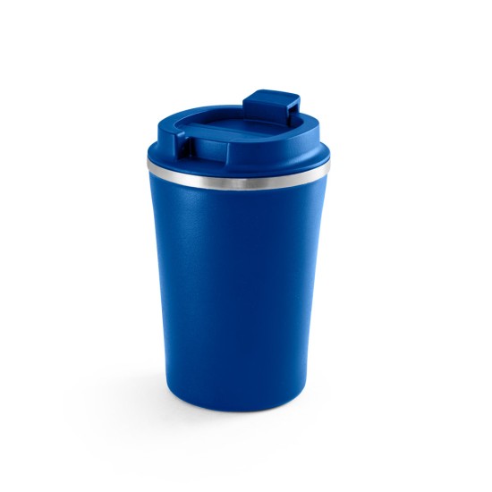 Copo de viagem em aço inox e PP, térmico com parede dupla isolada a vácuo 470 mL Personalizado