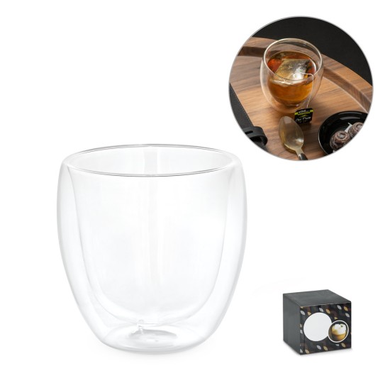 Copo em vidro borossilicato com parede dupla isolada a ar 220 mL Personalizado