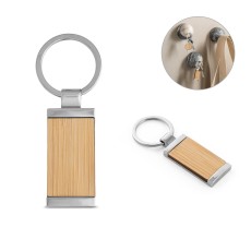 Chaveiro retangular em bambu com revestimento em metal Personalizado