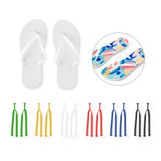 Chinelos com sola em EVA e totalmente personalizável em sublimação e tira em PVC corporativo