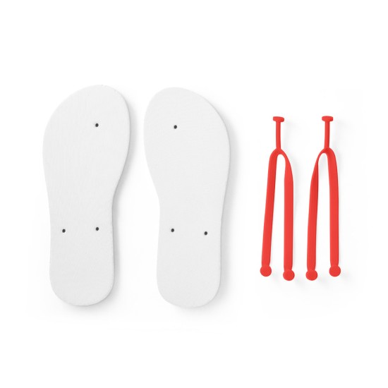 Chinelos com sola e m EVA totalmente personalizável em sublimação e tira em PVC para brinde personalizado