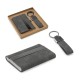 Conjunto composto por um porta-cartões e chaveiro, ambos em metal e poliéster reciclado (30% rPET) Personalizado