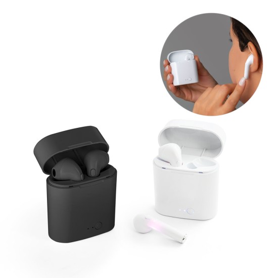 Fone de ouvido wireless em ABS com microfone e autonomia de 1h50 Personalizado