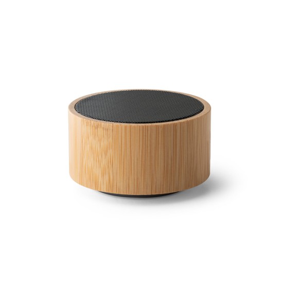 Caixa de som portátil em bambu e ABS com microfone e autonomia de 2h Personalizada
