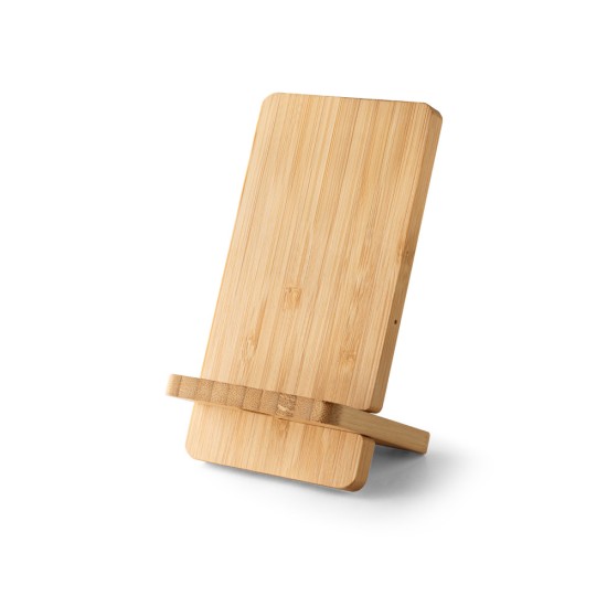 Carregador por indução (wireless) super-rápido e suporte em bambu para smartphone 15 W Personalizado