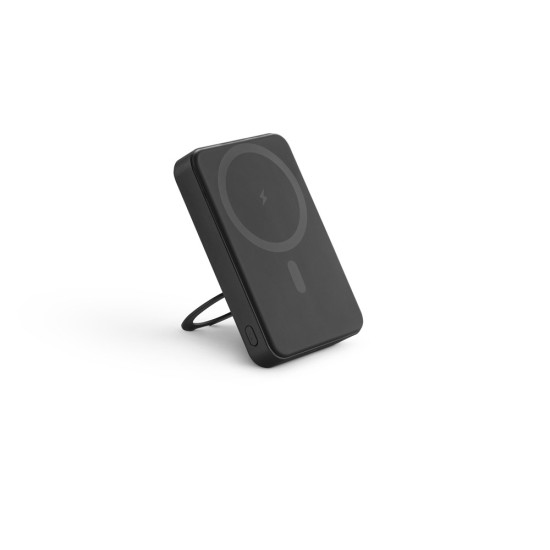 Bateria portátil magnética em ABS 100% reciclado com suporte, carregador por indução (wireless) super-rápido 15W e capacidade de 10'000 mAh Personalizada