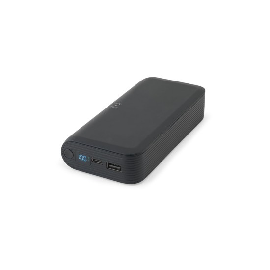 Bateria portátil em ABS 100% reciclado com carregador por indução (wireless) super-rápido 15W e capacidade de 20'000 mAh Personalizada