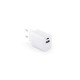 Adaptador de corrente com porta USB-A 18W e USB-C 20W em ABS 100% reciclado Personalizado
