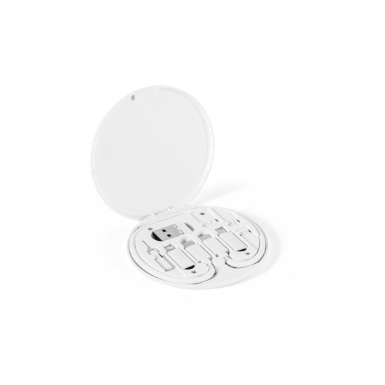 Conjunto cabo e adaptadores de carregamento super-rápido em ABS 100% reciclado que permite a transferência de dados Personalizado