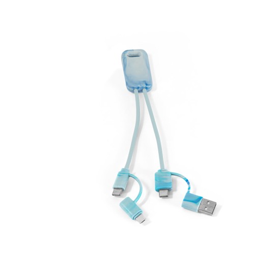 Cabo USB super-rápido 6 em 1 em PET 100% reciclado, permite a tranferência de dados Personalizado