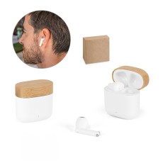 Fones de ouvido wireless em ABS 100% reciclado e bambu com autonomia de 5h Personalizada
