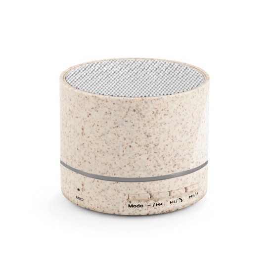 Caixa de som portátil em fibra de palha de trigo e ABS 100% reciclado com microfone e autonomia de 4h30 Personalizada