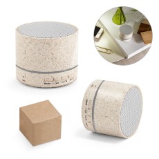 Caixa de som portátil em fibra de palha de trigo e ABS 100% reciclado com microfone e autonomia de 4h30 Personalizada