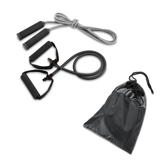 Conjunto fitness composto por elástico e corda de pular Personalizado