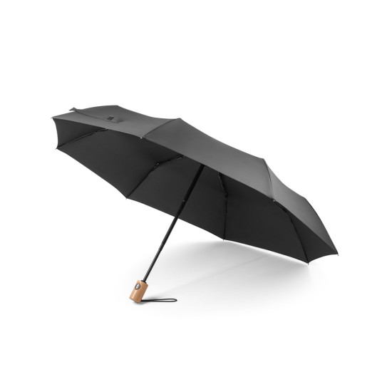 Guarda-chuva em 100% poliéster reciclado pongee 190T com abertura e fecho automático Personalizada