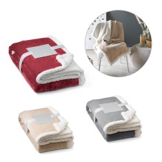 Manta reversível em tecido polar (190 g/m²) acetinado com forro sherpa (225 g/m²), Personalizada