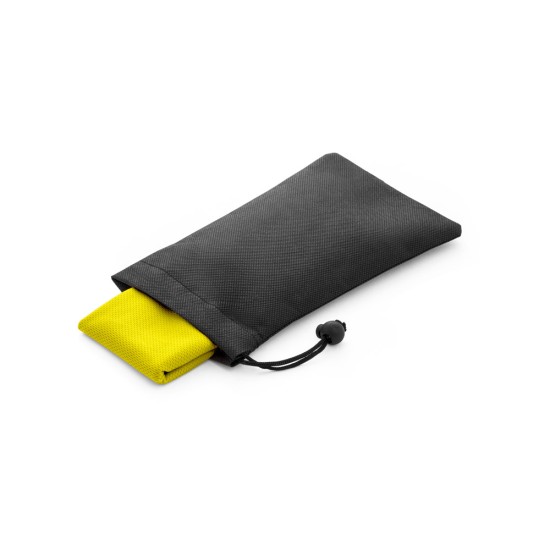 Toalha esportiva refrescante em poliéster 100% reciclado com bolsa em non-woven Personalizada