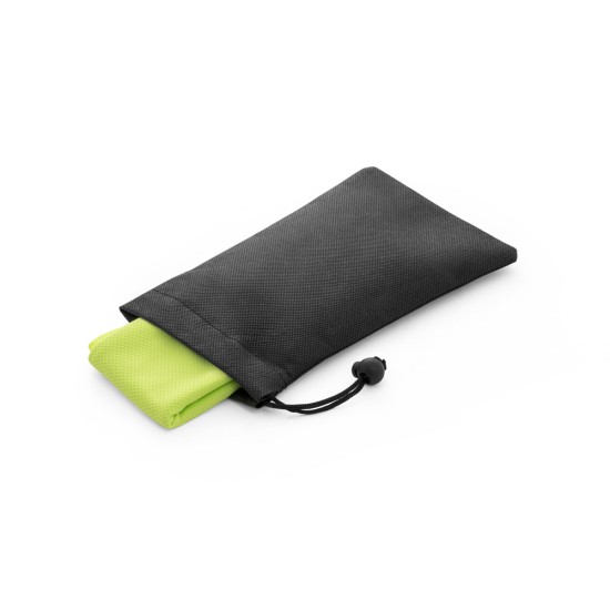 Toalha esportiva refrescante em poliéster 100% reciclado com bolsa em non-woven Personalizada
