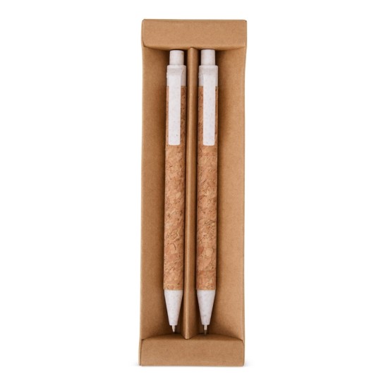 Kit ecológico caneta e lapiseira cortiça para empresas