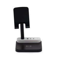 Base de carregamento com suporte celular e luminária com logotipo