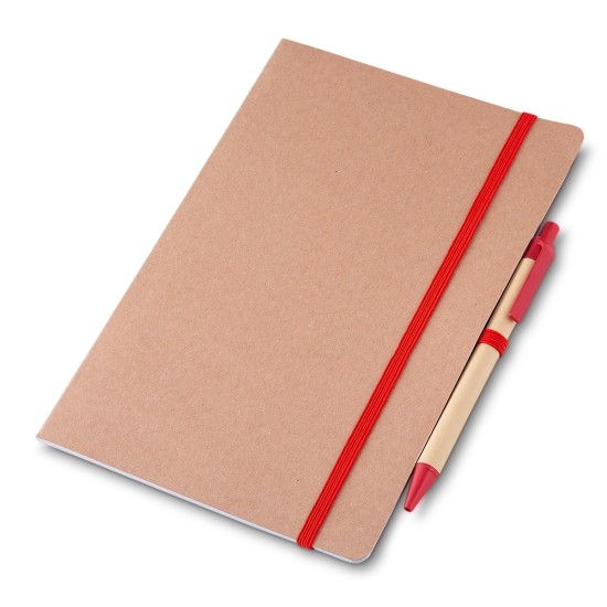 Caderno para anot. kraft com caneta promocional