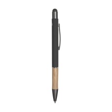Caneta touch screen alumínio e bambu com logotipo