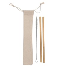 Kit canudos de bambu com escova de limpeza brinde