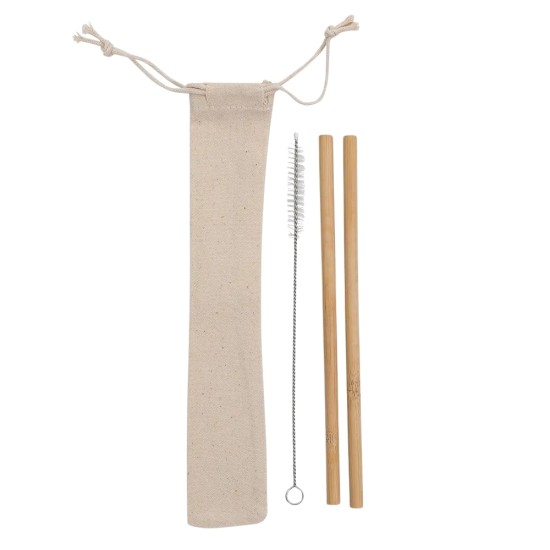 Kit canudos de bambu com escova de limpeza brinde