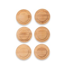 Kit porta-copos bambu 6 peças com logotipo